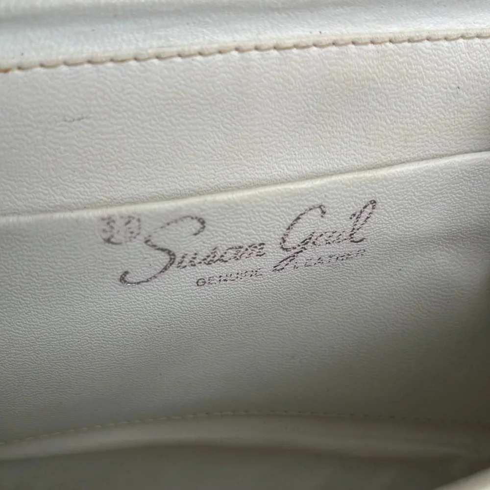Vintage 60s Susan Gail Ivory Genuine Leather Handbag Clutch - Picture 6 of 6